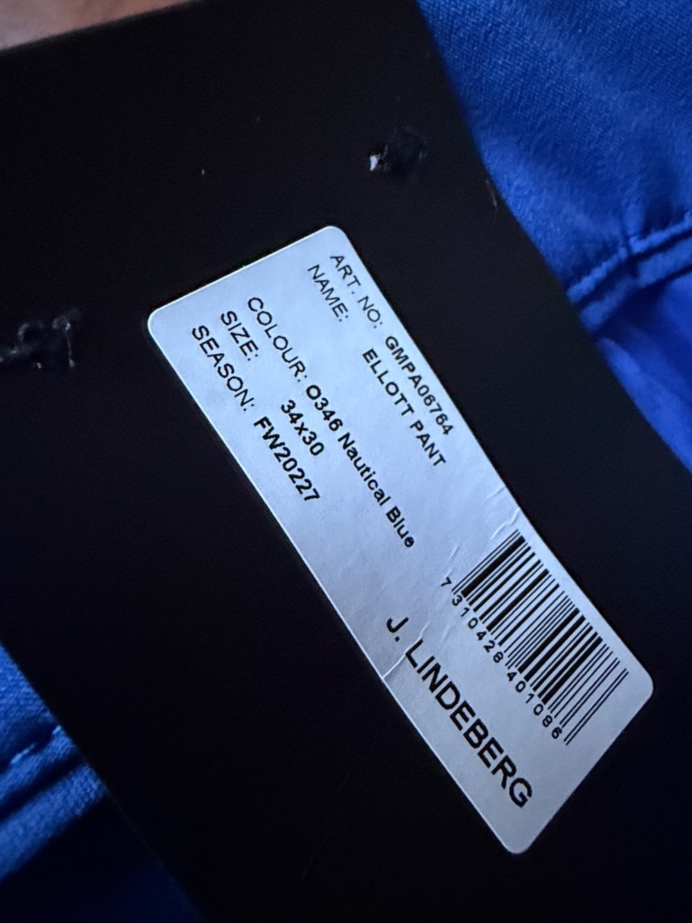 J. Lindeberg Blue Golf Elliot Pants . NEW with Tags . - Picture 3 of 5